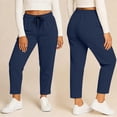 thumbnail image 5 of Plus Size Womens Cotton Pants Joggers Leisure Sports Workout Solid Color Elastic Waist Sports Casual Pants with Side Pockets Size L-5XL, 5 of 9
