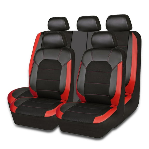 CAR GRAND Leather car seat covers air mesh breathable universal fit airbag compatible car, SUV, truck and van