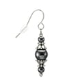 thumbnail image 3 of One Pair of Beaded Glass and Pewter Dangle Earrings, Platinum Ear Wires,Grey, 3 of 4
