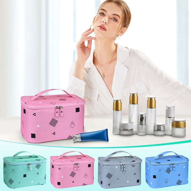 Bolsa de maquillaje portátil grande con cremallera - Bolsa organizadora de cosméticos de viaje de 24x14x16cm para artículos de aseo, almacenamiento y artículos esenciales diarios