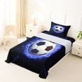 thumbnail image 5 of Erosebridal Soccer Ball Games Kids Twin Sheet Sets,Black Blue Bedding For Football Lovers 3 Pieces, 5 of 6