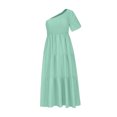 thumbnail image 4 of Qiopertar Robe d'Été Femme Manches Courtes Décontractée Col Asymétrique Mi-Mollet Grandes Économies de Vacances! Moins de 5$ jusqu'à 90 % de Réduction, 4 of 6