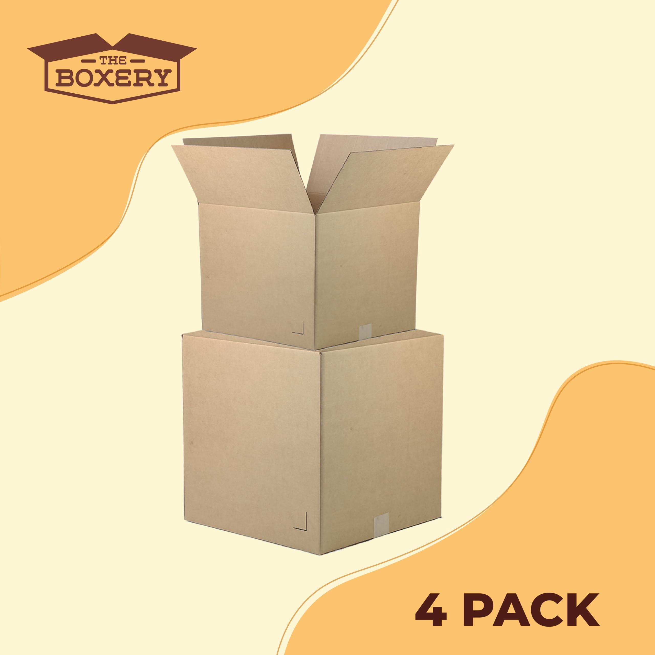 The Boxery Moving Boxes 4-Pack XX-Large | 24x24x24 inch Brown/Kraft Corrugated Cardboard Packing, Moving & Storage for Business/Home â Durable - Eco-Friendly, Recyclable - Made in the USA