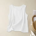 thumbnail image 4 of Smaickrr Summer Linen Tank Top for Women Cute Cropped Linen Tank Tops Sleeveless Loose Fit Plus Size Cami Shirts Casual Basic Camisole Blouses Vest, 4 of 5
