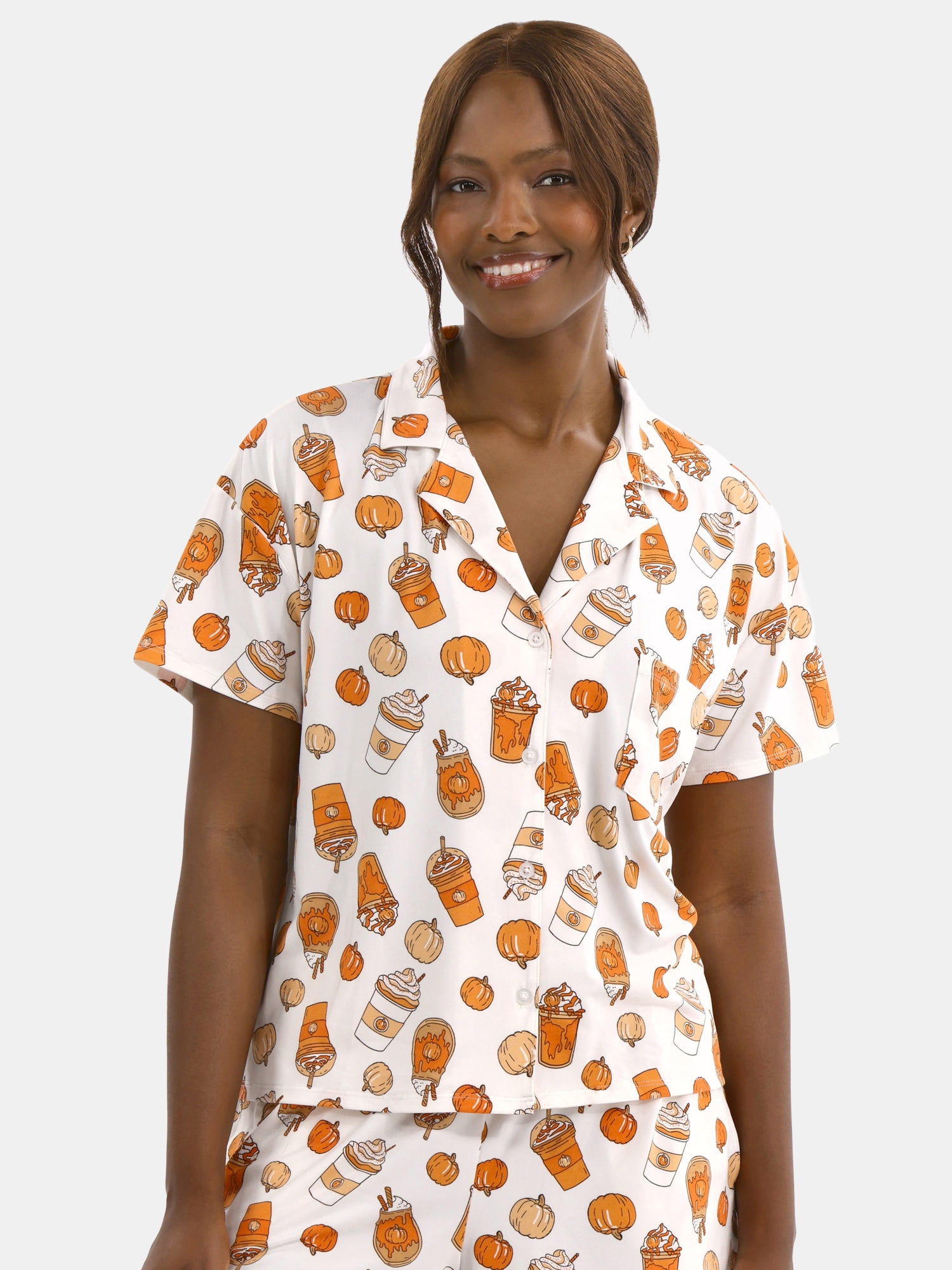 Halloween Women’s Printed Notched Top and Shorts Pajama Set from Way to Celebrate, 2-Piece, Sizes XS-3X