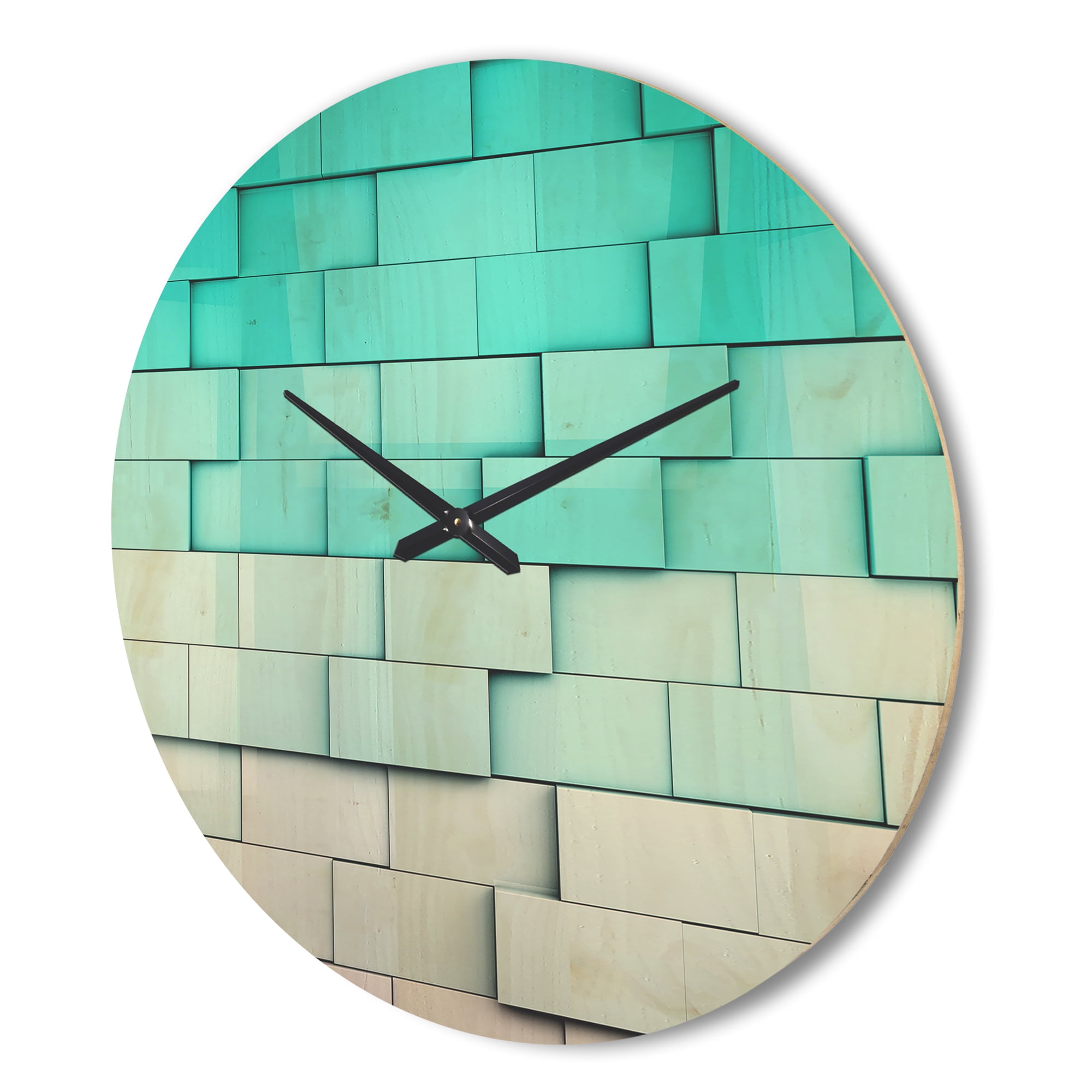 Designart 'Blue Mosaic Cubes Wall' Modern Wood Wall Clock