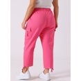 thumbnail image 4 of DARING DIVA Women's Plus Drawstring Elastic Waist Cargo Pants with Pocket 3X Hot Pink, 4 of 6