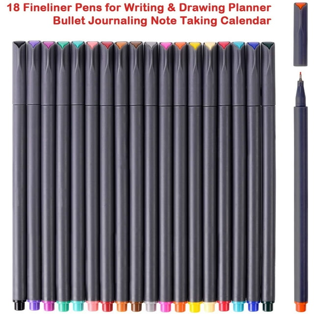 jiarry Ensemble de Stylos Fineliner Couleur, Pointe Fine, Couleurs d'Encre Assorties, 18 Unités