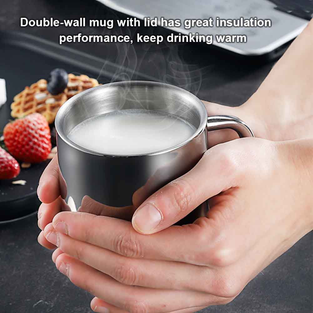 400ml New Double Wall Polished Stainless Steel COFFEE CUP Beverage Hot Tea Mug 