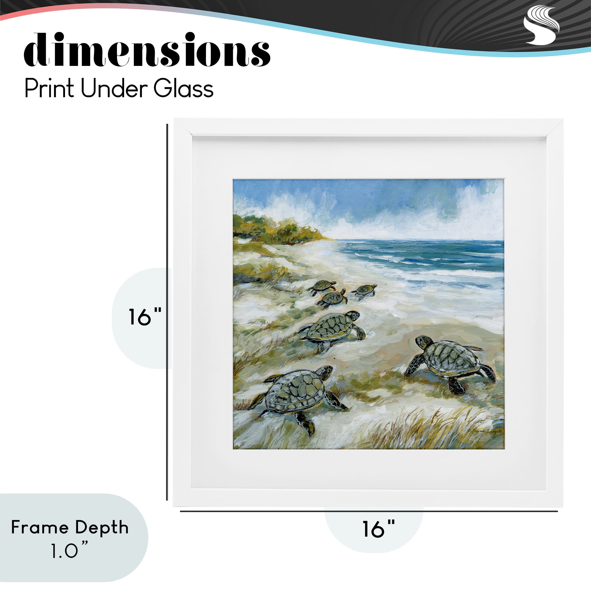 Stupell Industries Baby Sea Turtles on Beach White Framed Print Under Glass, design by Susan Winget