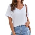 thumbnail image 6 of YouLoveIt Women's Summer T-Shirt Short Sleeves Tees V-Neck Casual Tee Shirts Solid Color Tops Plus Size Basic Tunic Tops Performance V-Neck Tee Summer Tees, 6 of 8