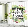 thumbnail image 5 of Ambesonne Christmas Shower Curtain, Wreath Red Berries, 69"Wx70"L, White Green, 5 of 5