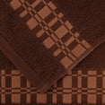 thumbnail image 3 of Geometric Border 4-Piece Cotton Luxury Bath Towel Set for Bathroom, 30" x 52", Chocolate by Blue Nile Mills, 3 of 7
