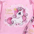 thumbnail image 4 of kaprioy Toddler Baby Girls Winter Outfits 0 3 6 9 12 18 Months Long Sleeved Letter little princess Print Ruffle Romper + Little Horse Print Bow Pants + Headband 3PCS Outfits, 4 of 5