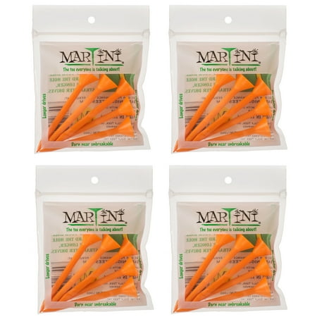 3 1/4  Martini Golf Tees - 4 Pack of Orange - 20 Tees Total - Virtually Unbreakable