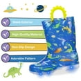 thumbnail image 2 of FUNCOO PLUS Toddler Kids Rain Boots Boys Light Up Waterproof Boots with Handles, Dinosaur, Big Kid Size 1, 2 of 6