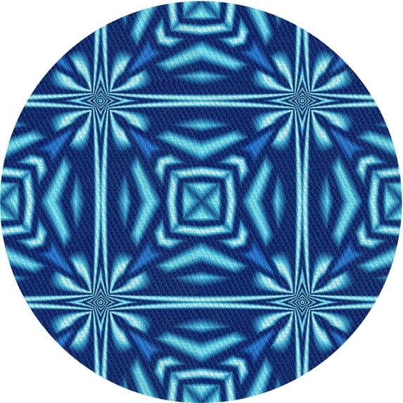 Ahgly Company Indoor Round Patterned Cobalt Blue Area Rugs, 7' Round