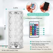 LED Crystal Table Lamp, Moclever Crystal Diamond Rose Table Lamp with Remote Touch Control, Rechargeable, 16 Color Change Atmosphere Bar Lamp
