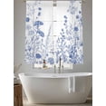 thumbnail image 6 of Sheer Curtains 63 Inches Long, Blue Flower Plant Light Filtering Window Curtains for Living Room/Bedroom, Retro Country Tree Branch Leaves Rod Pocket Voile Sheer Curtain Drapes, 52"W x 63"L, 2 Panels, 6 of 8