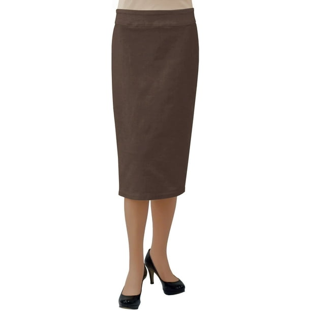 Baby'O Clothing Women's Below The Knee Stretch Denim Pencil Skirt