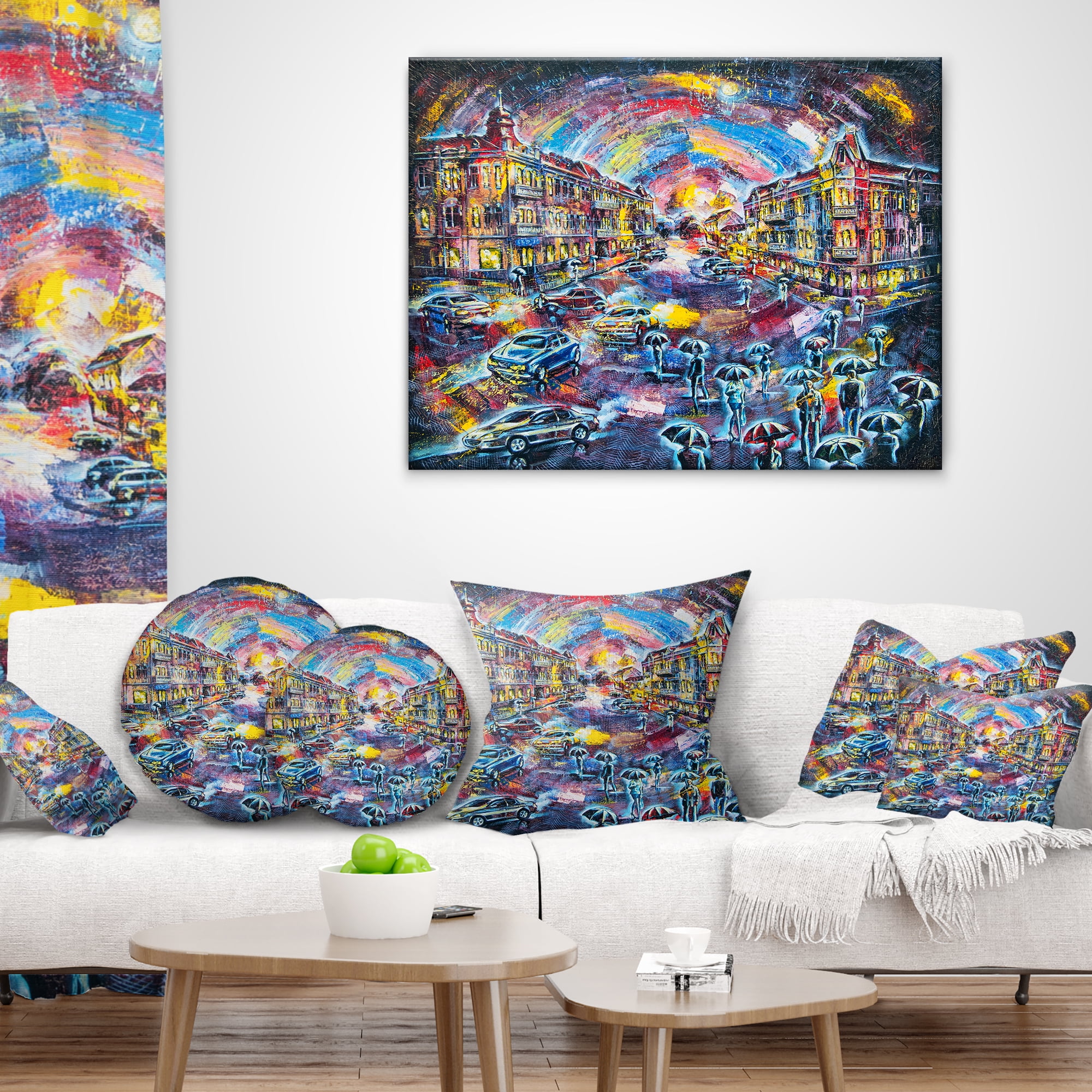 Designart Surreal City at Night - Cityscape Throw Pillow - 16x16