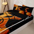 thumbnail image 3 of Castle Fairy Orange Basketball Initial K Zipper Twin Comforter Sets with Fitted Sheet and 2 Pillowcases, Abstract Watercolor Splash Zipper Bedding Set, Black Orange,4-Piece,Black Reversible, 3 of 6
