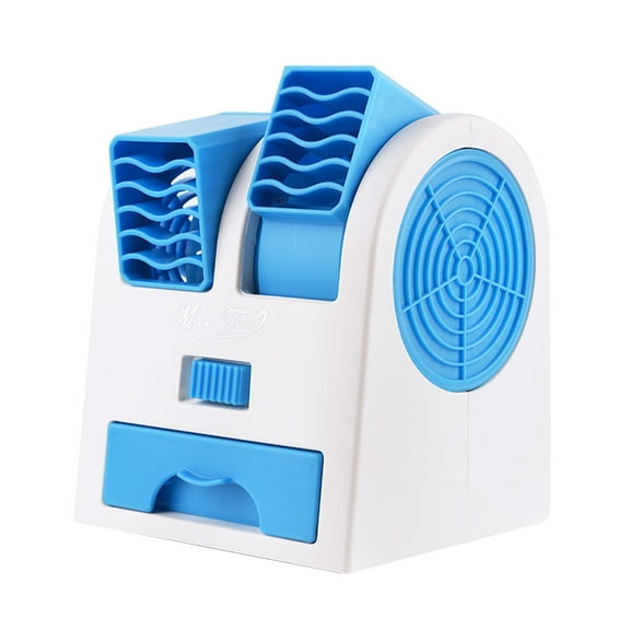Qocolhg Small Desk Fan, USB Rechargeable Table Bladeless Fan,Battery Powered Portable Dual-Port Leafless Cooling Silent Fragrance Small Fan for Home, Office, Bedroom, Camping, Hiking, Blue, Clearance