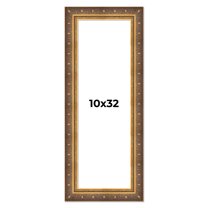 10x32 Frame Vintage Gold Solid Wood Picture Frame | 2.5 Inch Moulding Width | Ornate Bronze Museo