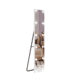 thumbnail image 1 of 63"x16" LED Floor Mirror with Aluminum Frame, 3 Color Light Bulb Mirror with Touch Control & Shatterproof Glass, 1 of 7