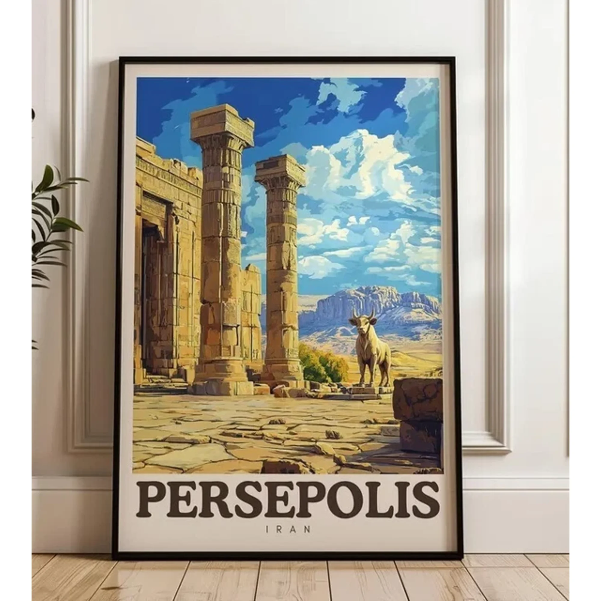 Persepolis Travel Iran Illustration Poster , Poster Print Only