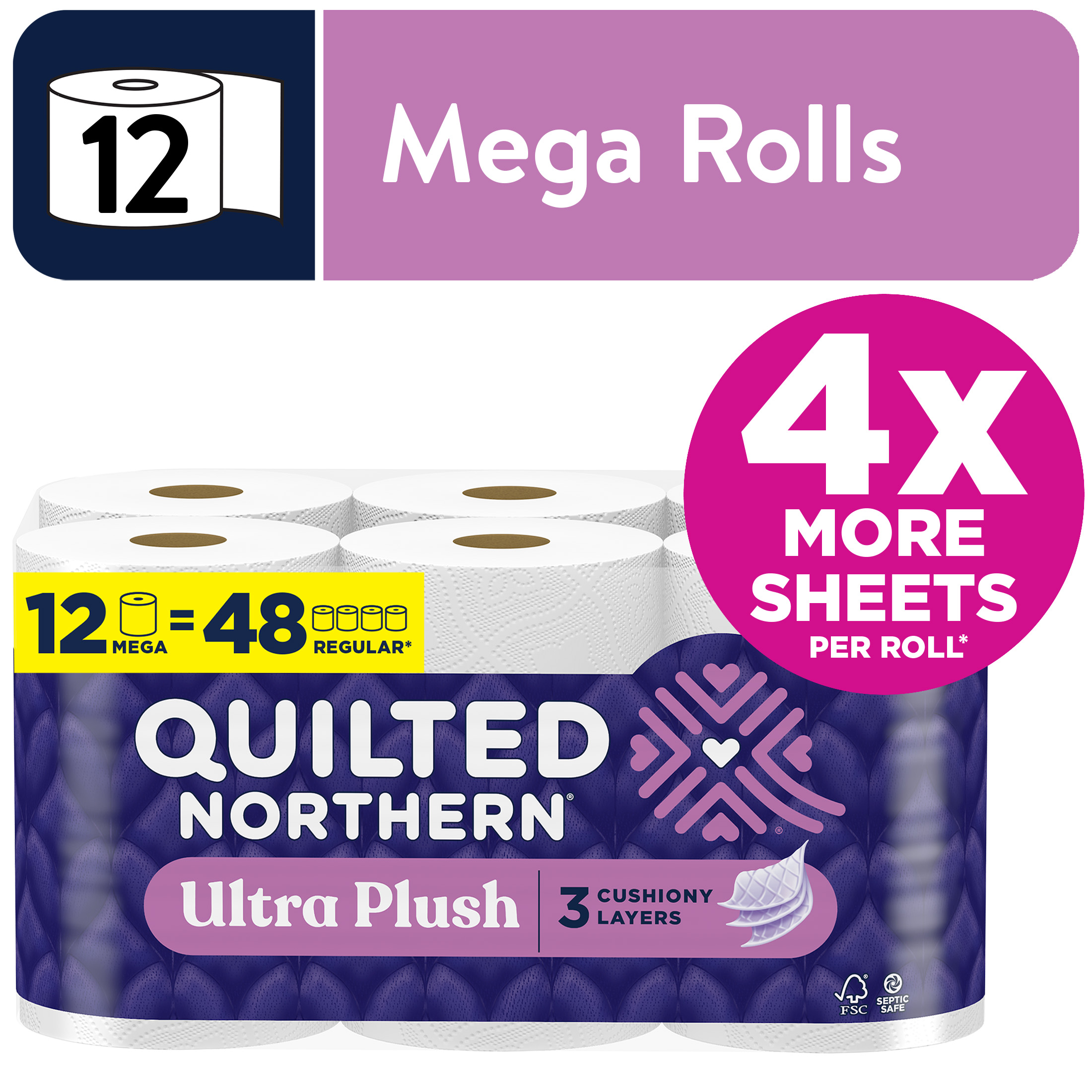 Quilted Northern Ultra Plush Toilet Paper, 12 Mega Rolls
