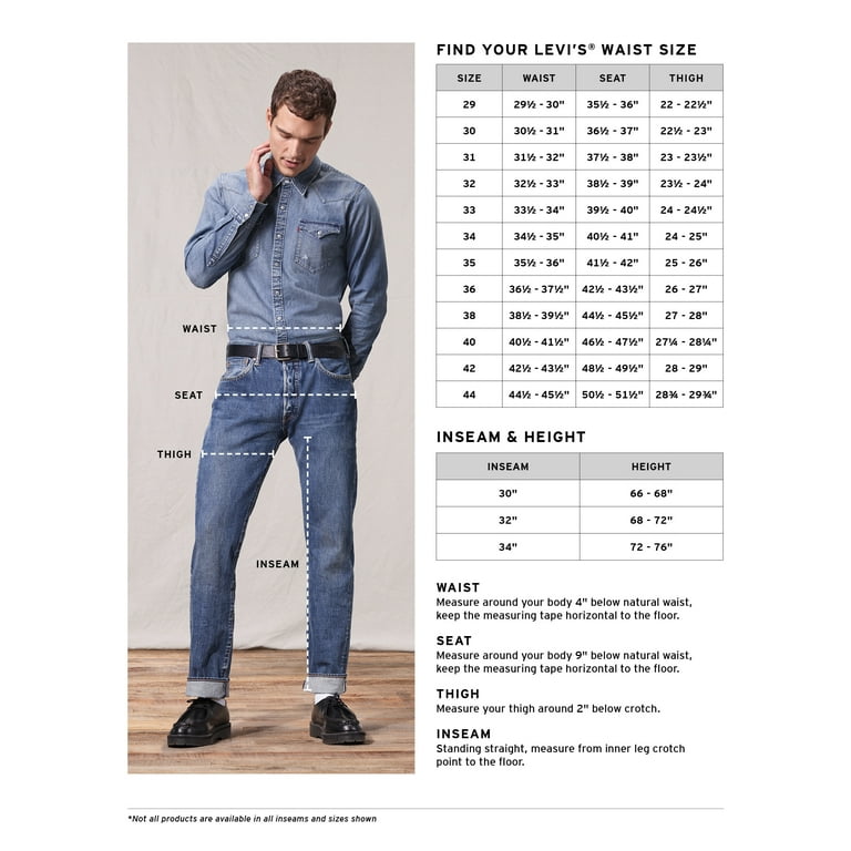 Levi's men's jacket size chart sales