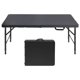 thumbnail image 1 of Qinaqin 4 Ft Outdoor Folding Plástico Rectángulo Mesa con Metálico Frame y cm de Alturaandle 300 Lbs Capacity Ligero Plegable Anchoaterproof Easy to Clean Perfect para Picnics Parties RVs (Black), 1 of 6