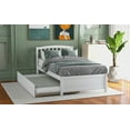 thumbnail image 2 of Dtwnek Home Bedroom Twin Size Platform Bed Wood Bed Frame with Trundle, White, 2 of 9