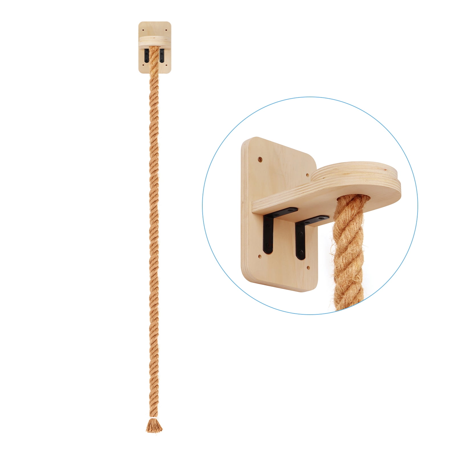 QLFYUU 55 inch Cat Climbing Toy Rope with Small Wood Shelf Wall Mounted for Indoor Cats Beige