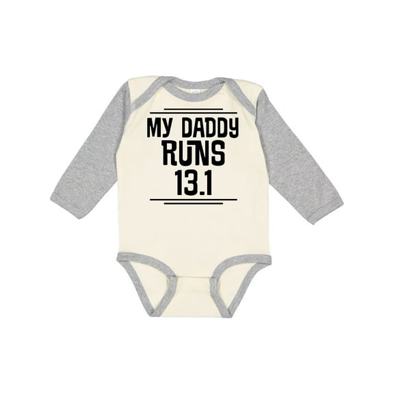 Inktastic My Daddy Runs Half Marathon Boys or Girls Long Sleeve Baby Bodysuit