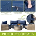 thumbnail image 5 of AVAWING 7PCS Half Moon Patio Rattan Couch Set, Outdoor Wicker Sectional Sofa w/ Glass Table, Blue, 5 of 9