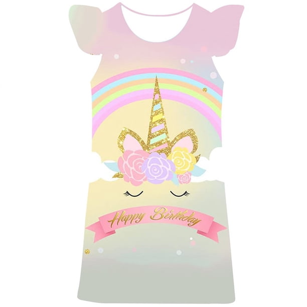 2023 niñas vestido de unicornio fiesta de Navidad vestido de princesa vestidos infantiles para niñas niños cumpleaños vestidos encantadores vestidos 3T Gao Jinjia LED