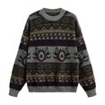 thumbnail image 5 of sususu Women's Fair Isle Sweater Argyle Iceland Norway Sweater Colorful Long Sleeve Neck Pullover Jumper Top,A05-GN2,S, 5 of 5
