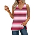 thumbnail image 2 of Tops for Women Trendy GaThRRgYP Plus Size Womens Clothes,Ladies' Loose and Casual New Gradient V-neck Sleeve with Side Slit Casual Fashion Top Red M, 2 of 8