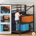 thumbnail image 5 of Twin Loft Bed with Slide, Storage Stairs and Desk, Low Metal Loft Beds with LED Lights & Under-Bed Play Space & High Guardrail, Twin Size Beds for Teen, Black, 5 of 9