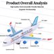 thumbnail image 5 of Elektriskt flygplan med musikljus Ljudleksaksplan A380-ljus Passagerarflygplansleksak Azul, 5 of 5
