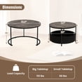 thumbnail image 3 of Gymax Ensemble de 2 Tables Basses Rondes Table de Cocktail Circulaire avec Panier de Rangement en Tissu, 3 of 10