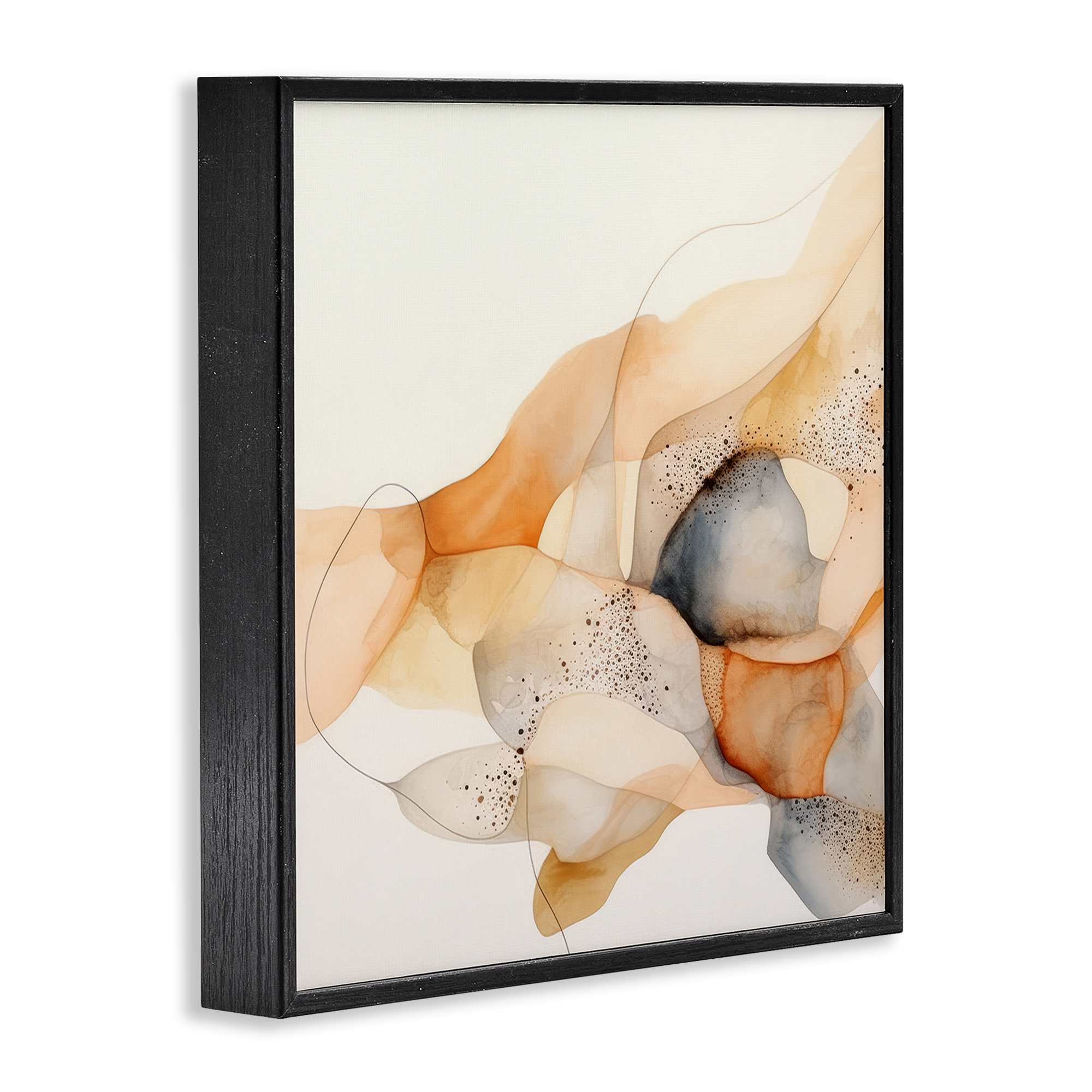 Stupell Industries Cascading Fluid Abstract Abstract Painting Black Framed Art Print Wall Art, 24 x 24