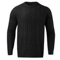 thumbnail image 4 of VNKIDY Men's Sweater Coat Fall Winter Oversized Solid Color Textured Cable Knit Sweater Long Sleeve Crewneck Thermal Loose Fit Jumper For Cold Weather Cozy Knitwear, 4 of 5