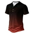 thumbnail image 2 of WREESH Men's Gradient Henley Shirts Casual Short Sleeve Top with Gradient Effect Visual for Any Outfit Black, 2 of 4