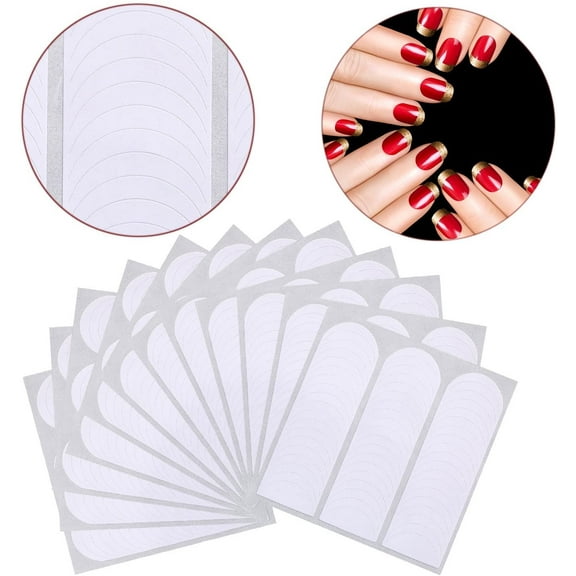 Sunjoy Tech 15 Sheet French Manicure Nail Art Stickers Strips, Self-Adhesive Nail Sticker Tips for Manicure Decoration DIY Tools (Moon Shape Design, 720 Pieces)