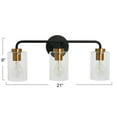 thumbnail image 2 of Robert Stevenson Lighting Kendrick - Metal and Glass 3-Light Vanity Light, Matte Black and Brushed Gold, 2 of 5