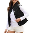 thumbnail image 3 of Women Cropped Lightweight Jacket Sleeveless Button Down Puffer Vest, 3 of 6