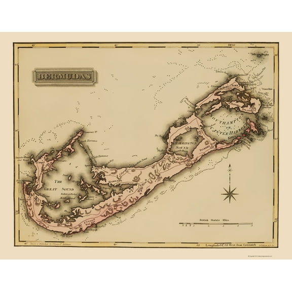 Historic Map - Bermuda - Lucas 1823 - 23 x 29.49 - Vintage Wall Art
